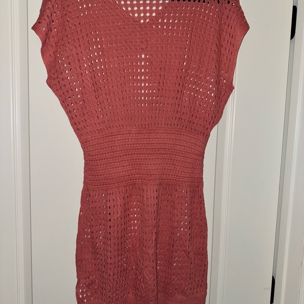 NWT Medium Pink Cupshe Cutout Crochet Cover Up Dress - Picture 3 of 4
